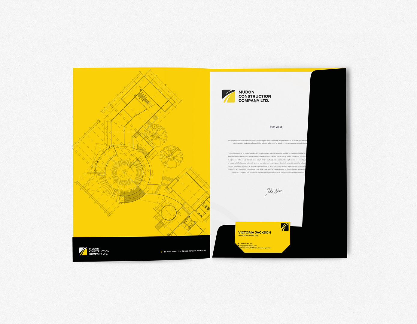Construction Company Presentation Folder Design